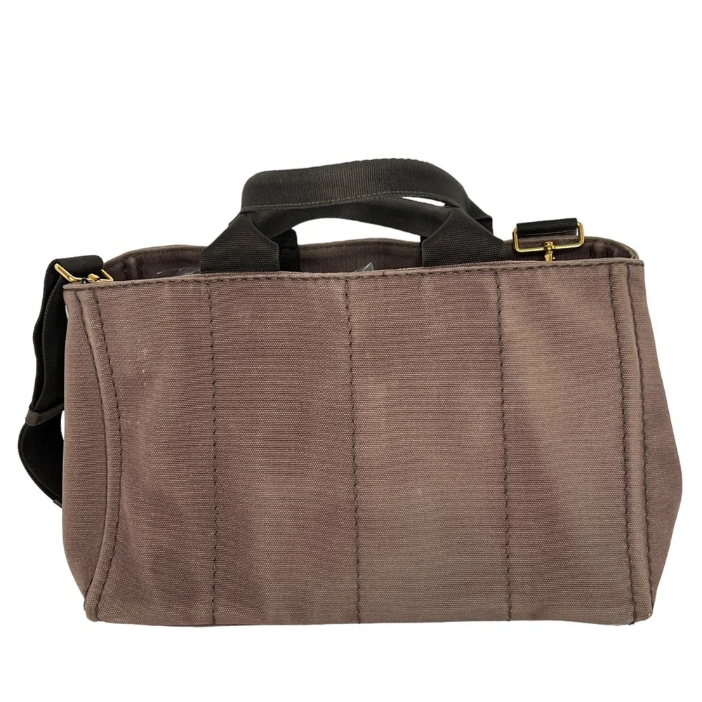 PRADA Canapa Brown Canvas Fabric Removable Crossbody Strap Tote Authentic Japan - Picture 2 of 16